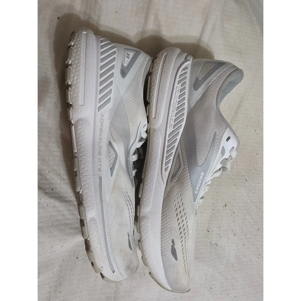 Brooks Adrenaline GTS 23 Mens 11 White Grey Running‎ Shoes 1203811B104
